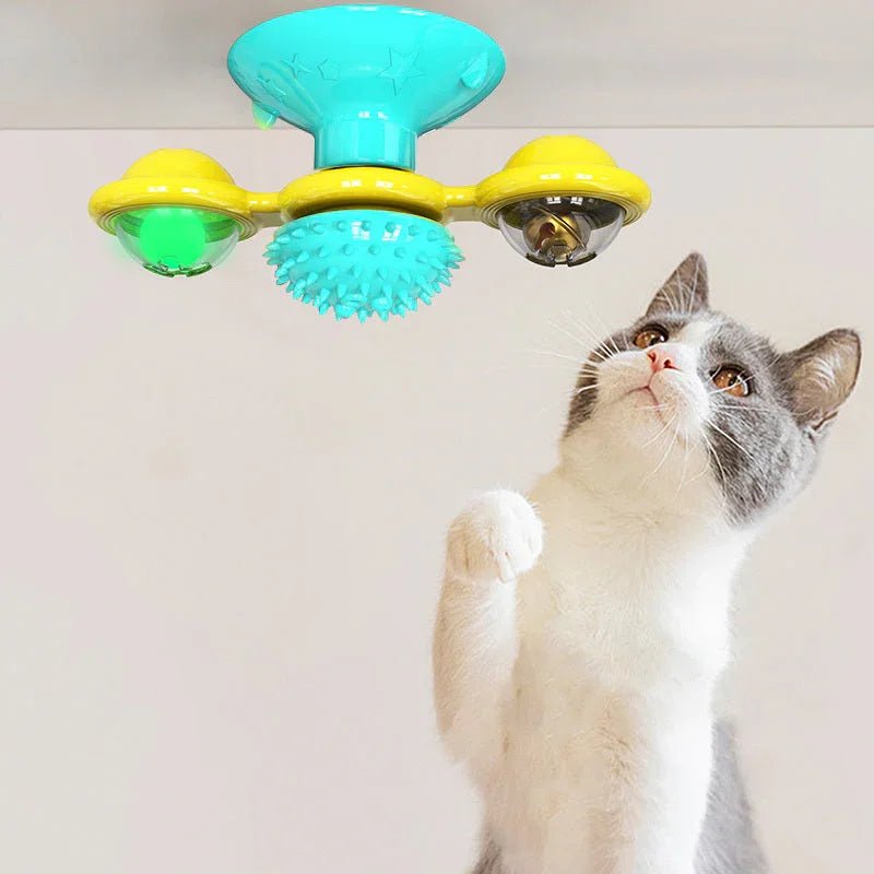 Cat Rotating Windmill Multi-Function Toys Itch Scratching Device Teeth Shining Toy EX-STOCK Canada