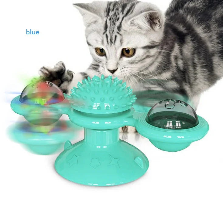 Cat Rotating Windmill Multi-Function Toys Itch Scratching Device Teeth Shining Toy EX-STOCK Canada