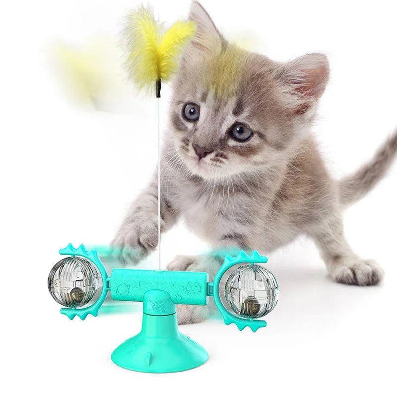 Cat Rotating Windmill Multi-Function Toys Itch Scratching Device Teeth Shining Toy EX-STOCK Canada