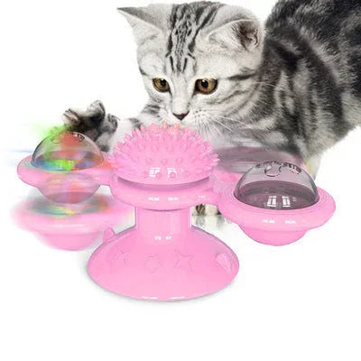 Cat Rotating Windmill Multi-Function Toys Itch Scratching Device Teeth Shining Toy EX-STOCK Canada