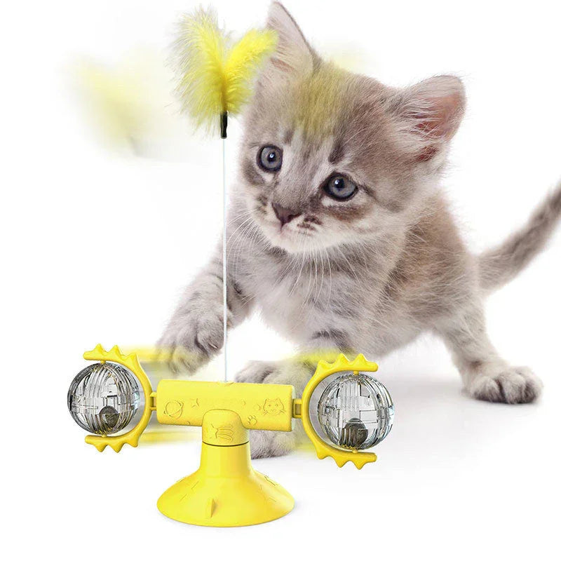 Cat Rotating Windmill Multi-Function Toys Itch Scratching Device Teeth Shining Toy EX-STOCK Canada