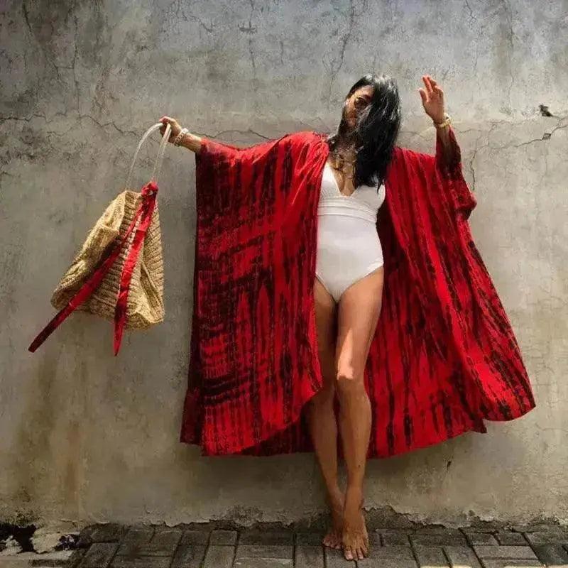 Charmants paréos de bikini à imprimé bohème avec franges, long kimono cardigan tunique pour femmes, grandes tailles, vêtement de plage pour maillot de bain - EX-STOCK Canada