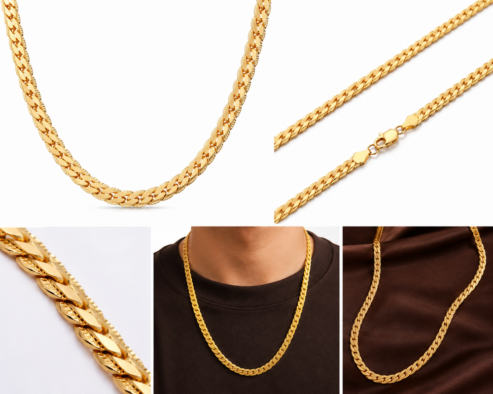 Men Necklace Gold Tone Snake Chain