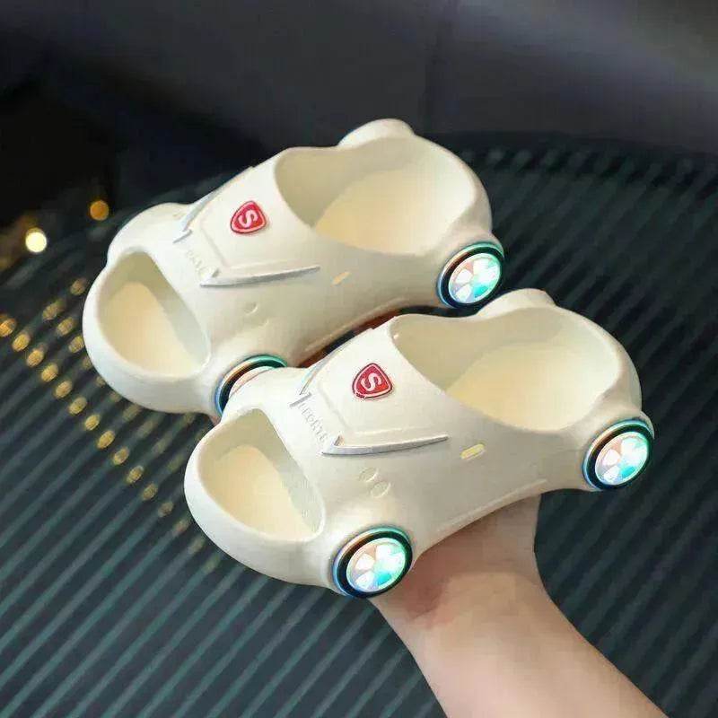 Children's Cartoon Car Glowing Sandals: Anti-Slip Luminous Beach Shoes - EX-STOCK Canada