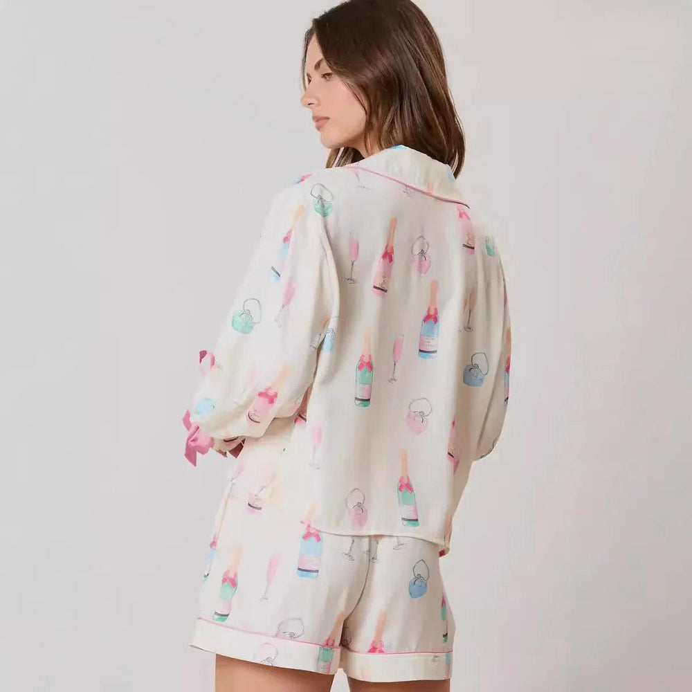 Christmas Bow Long Sleeve Pajamas Shorts Suit EX-STOCK Canada