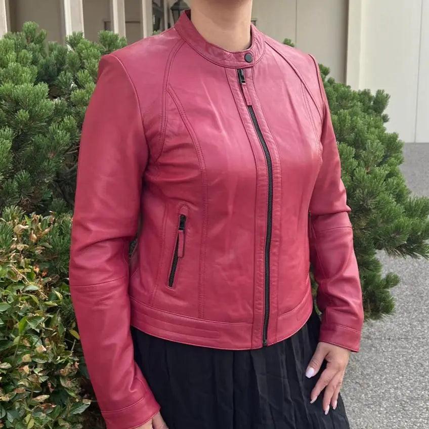 Veste classique pour femmes en cuir d'agneau