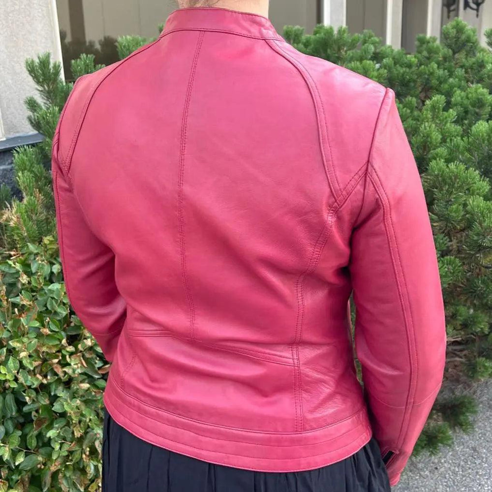 Veste classique pour femmes en cuir d'agneau