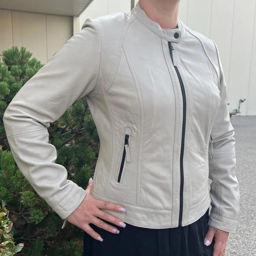 Veste classique pour femmes en cuir d'agneau
