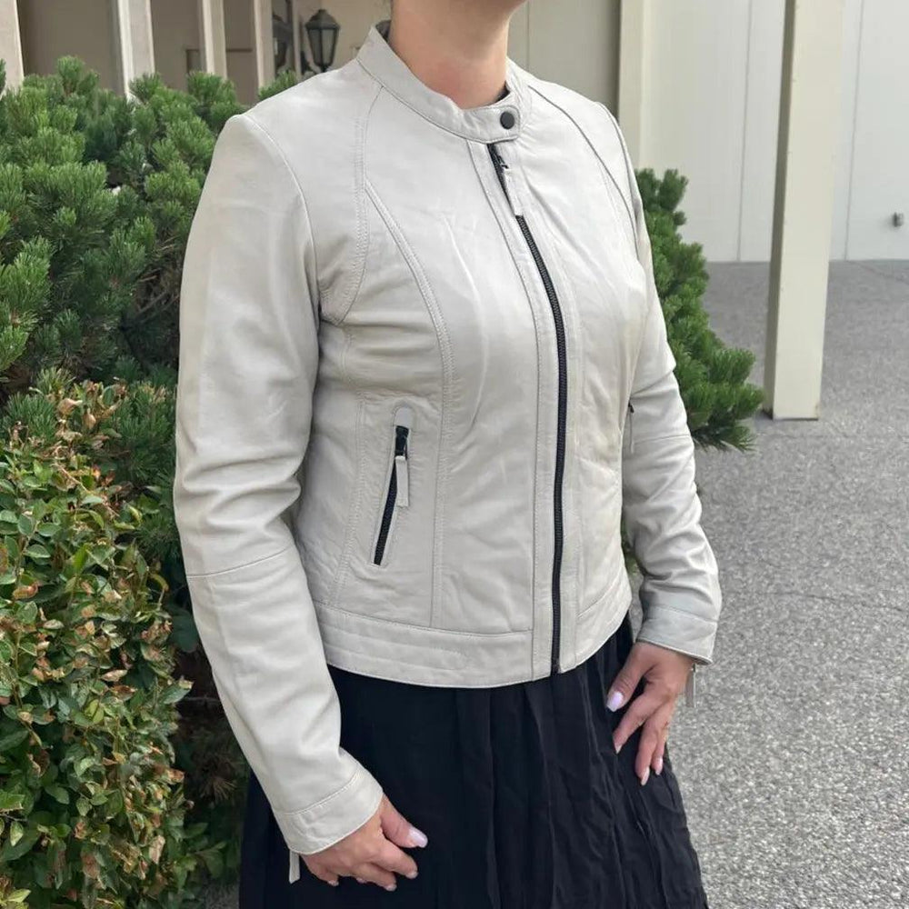 Veste classique pour femmes en cuir d'agneau