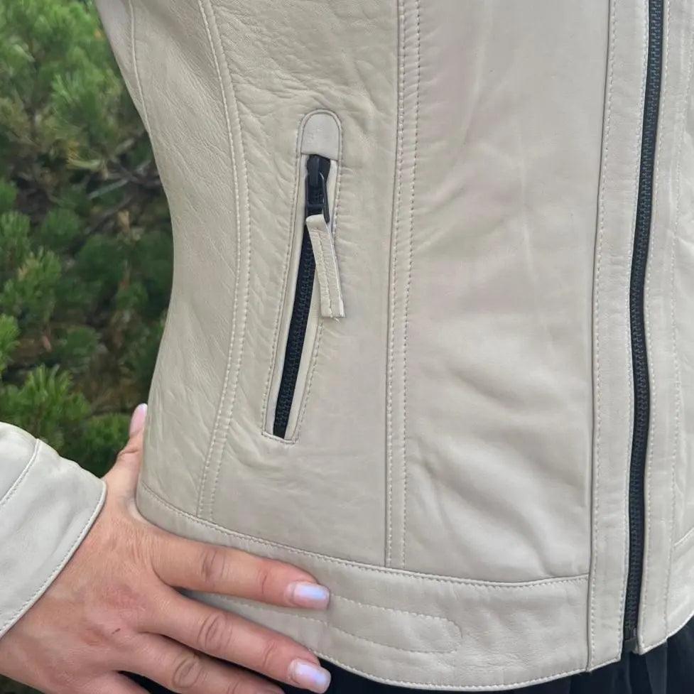 Veste classique pour femmes en cuir d'agneau