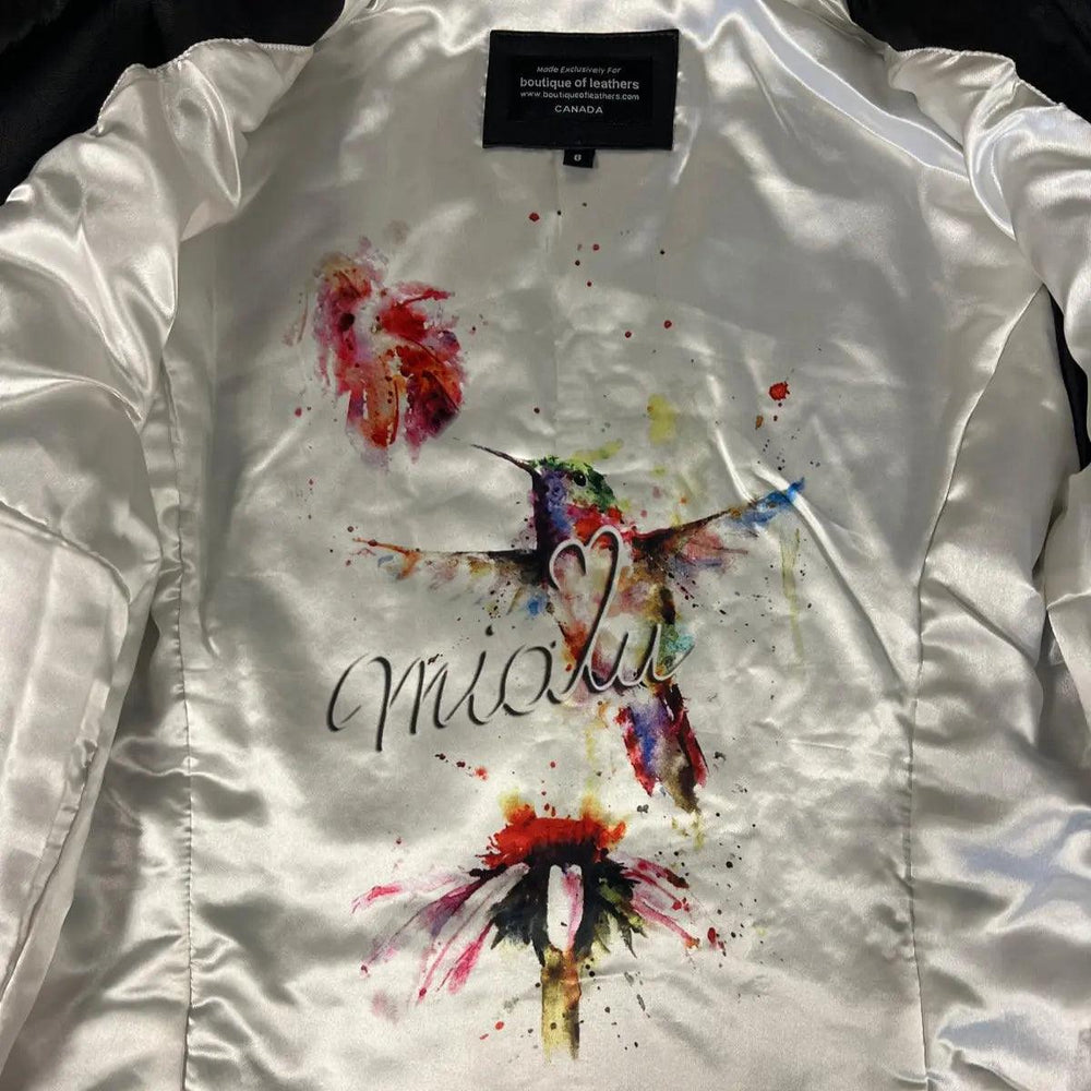 Veste classique pour femmes en cuir d'agneau avec col régulierEX-STOCK Canada