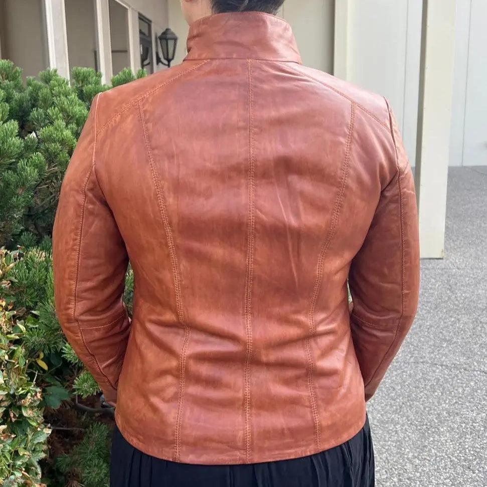 Classic Women's Lamb Leather Zip Jacket with Woven Pocket Design EX-STOCK Canada