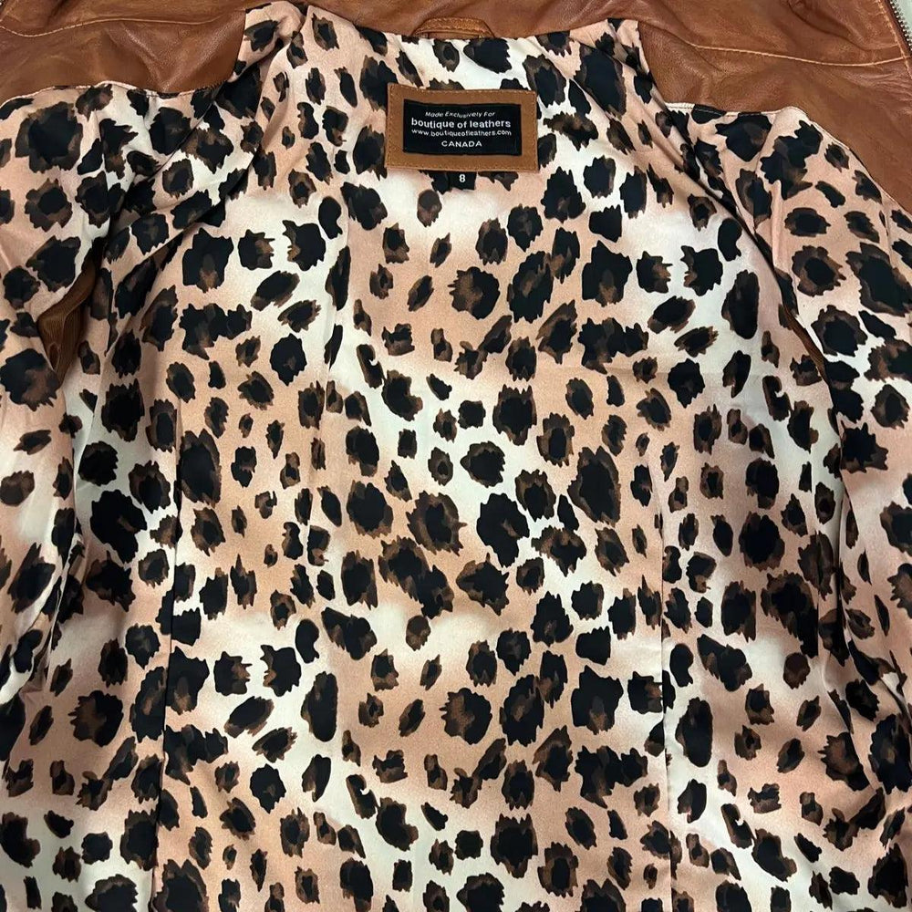 Classic Women's Lamb Leather Zip Jacket with Woven Pocket Design EX-STOCK Canada
