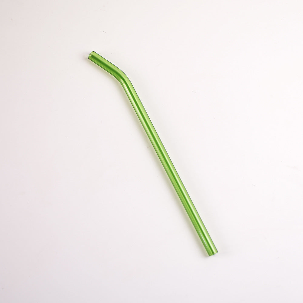 Colored High Borosilicate Environmentally Friendly Heat-resistant Curved Glass Straws EX-STOCK Canada