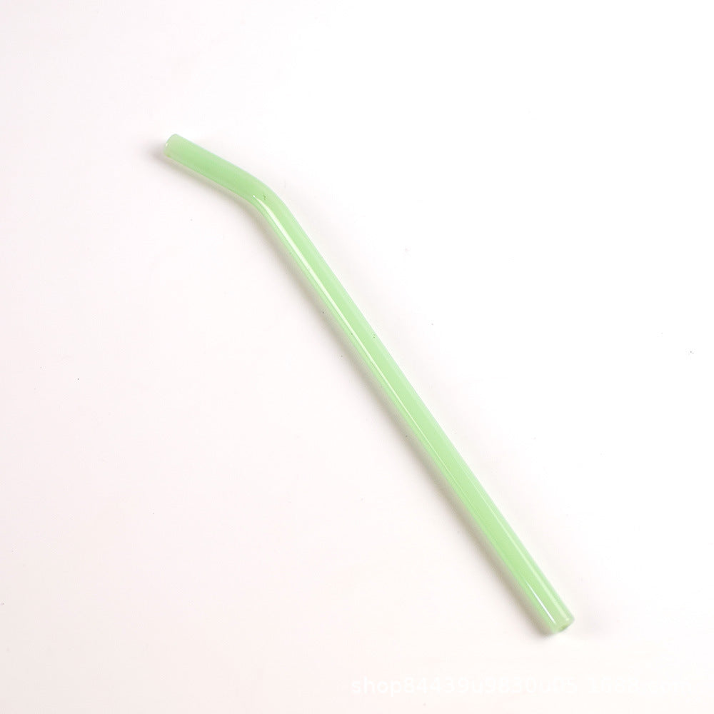 Colored High Borosilicate Environmentally Friendly Heat-resistant Curved Glass Straws EX-STOCK Canada