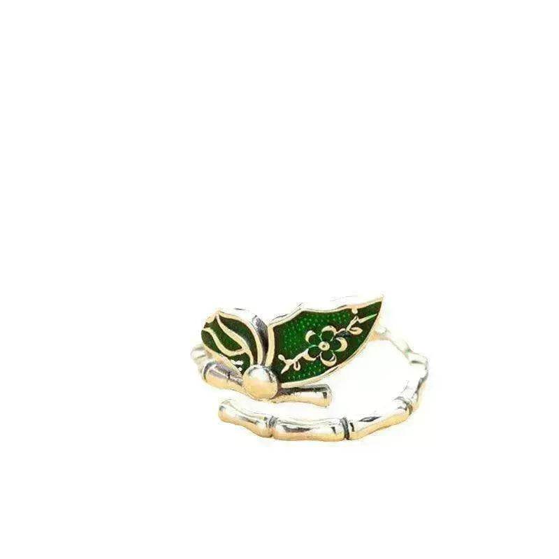 Colorful stylish and simple Enamel Bamboo Butterfly Copper Plated Silver Ring - EX-STOCK Canada