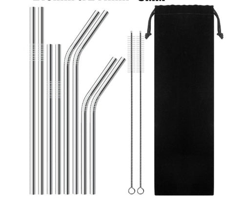 Colourful Reusable Stainless Steel Straws EX-STOCK Canada