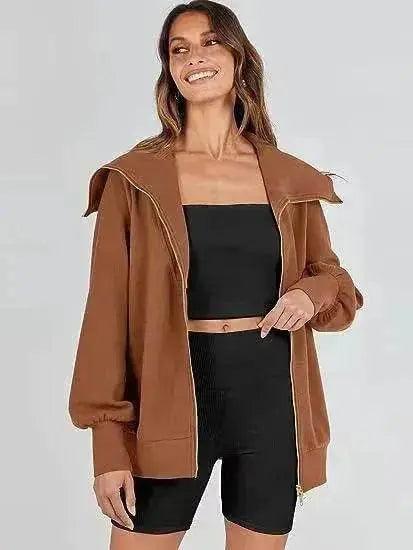 Pull à col large confortable avec double fermeture éclair - EX-STOCK Canada