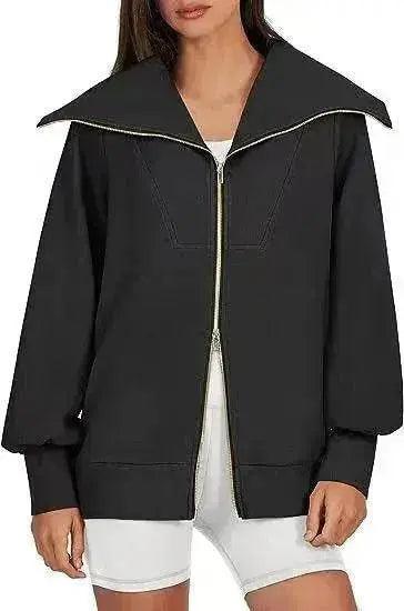 Pull à col large confortable avec double fermeture éclair - EX-STOCK Canada