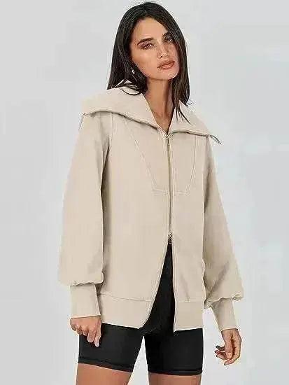 Pull à col large confortable avec double fermeture éclair - EX-STOCK Canada