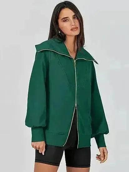 Pull à col large confortable avec double fermeture éclair - EX-STOCK Canada
