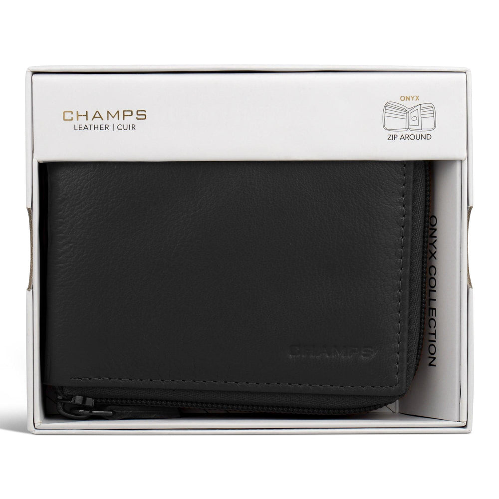 Portefeuille zippé autour en cuir / OnyxEX-STOCK Canada