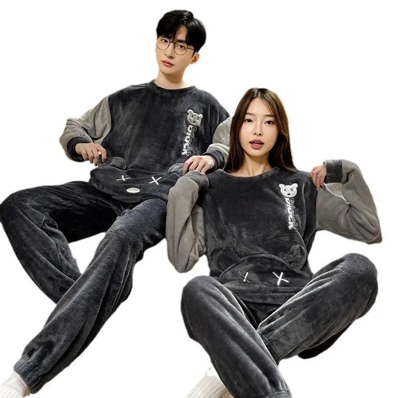 Coral Fleece Couple Plus Size Pajamas For Women - EX-STOCK Canada