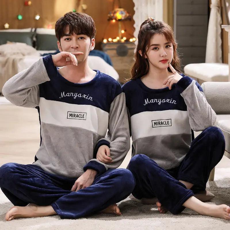 Coral Fleece Couple Plus Size Pajamas For Women - EX-STOCK Canada