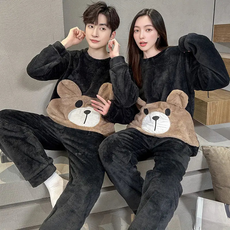 Coral Fleece Couple Plus Size Pajamas For Women - EX-STOCK Canada