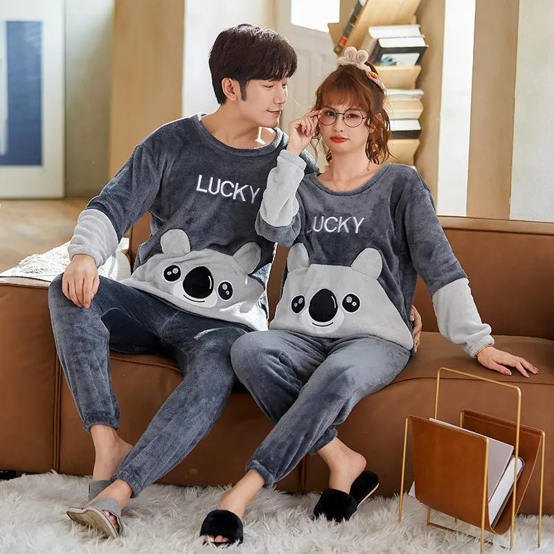 Coral Fleece Couple Plus Size Pajamas For Women - EX-STOCK Canada