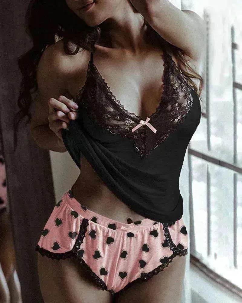 Cotton Strap lace pajamas - EX-STOCK Canada