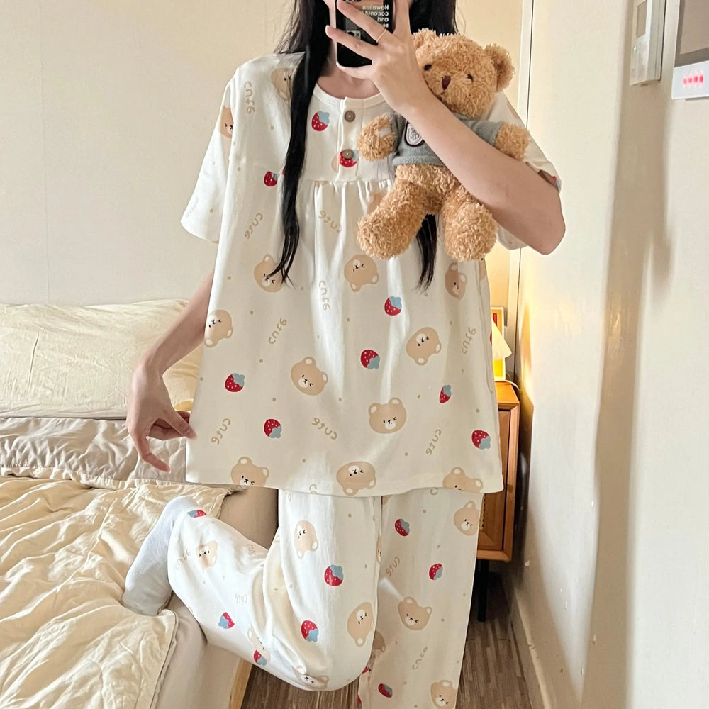 Cotton Three-piece Pajamas For Women Spring And Summer - EX-STOCK Canada