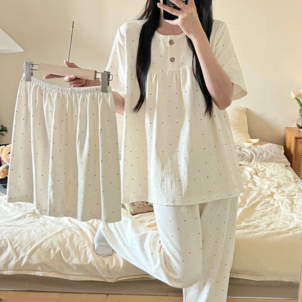 Cotton Three-piece Pajamas For Women Spring And Summer - EX-STOCK Canada