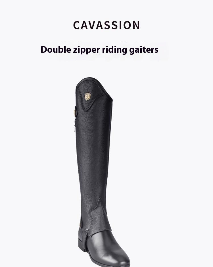 Cowhide Equestrian Chaps High Quality Thick Cowhide Double Zipper Riding Leg Guard Boots EX-STOCK Canada