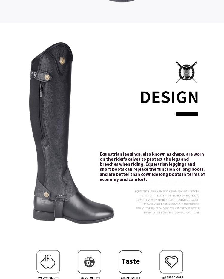 Cowhide Equestrian Chaps High Quality Thick Cowhide Double Zipper Riding Leg Guard Boots EX-STOCK Canada