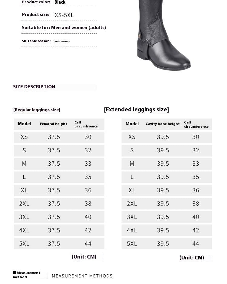 Cowhide Equestrian Chaps High Quality Thick Cowhide Double Zipper Riding Leg Guard Boots EX-STOCK Canada