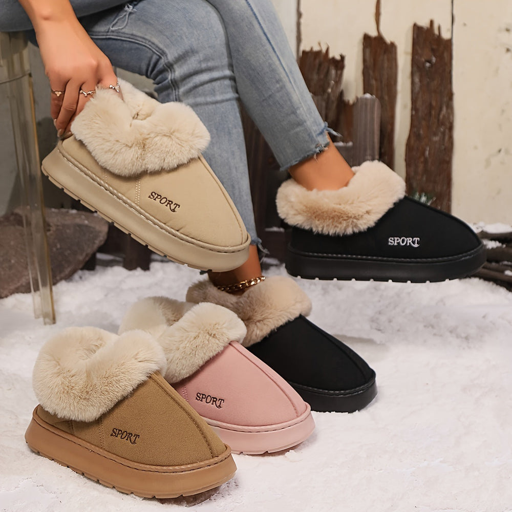 Cozy Plush Soft Slippers Shoes For Women Non-Slip Platform Shoes With Faux Fur Lining Mute Sole And Comfortable Fit For Indoor Wear EX-STOCK Canada