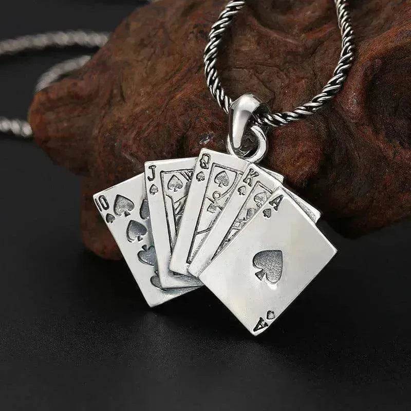 Creative Flush Poker S925 Sterling Silver Pendant - EX-STOCK Canada