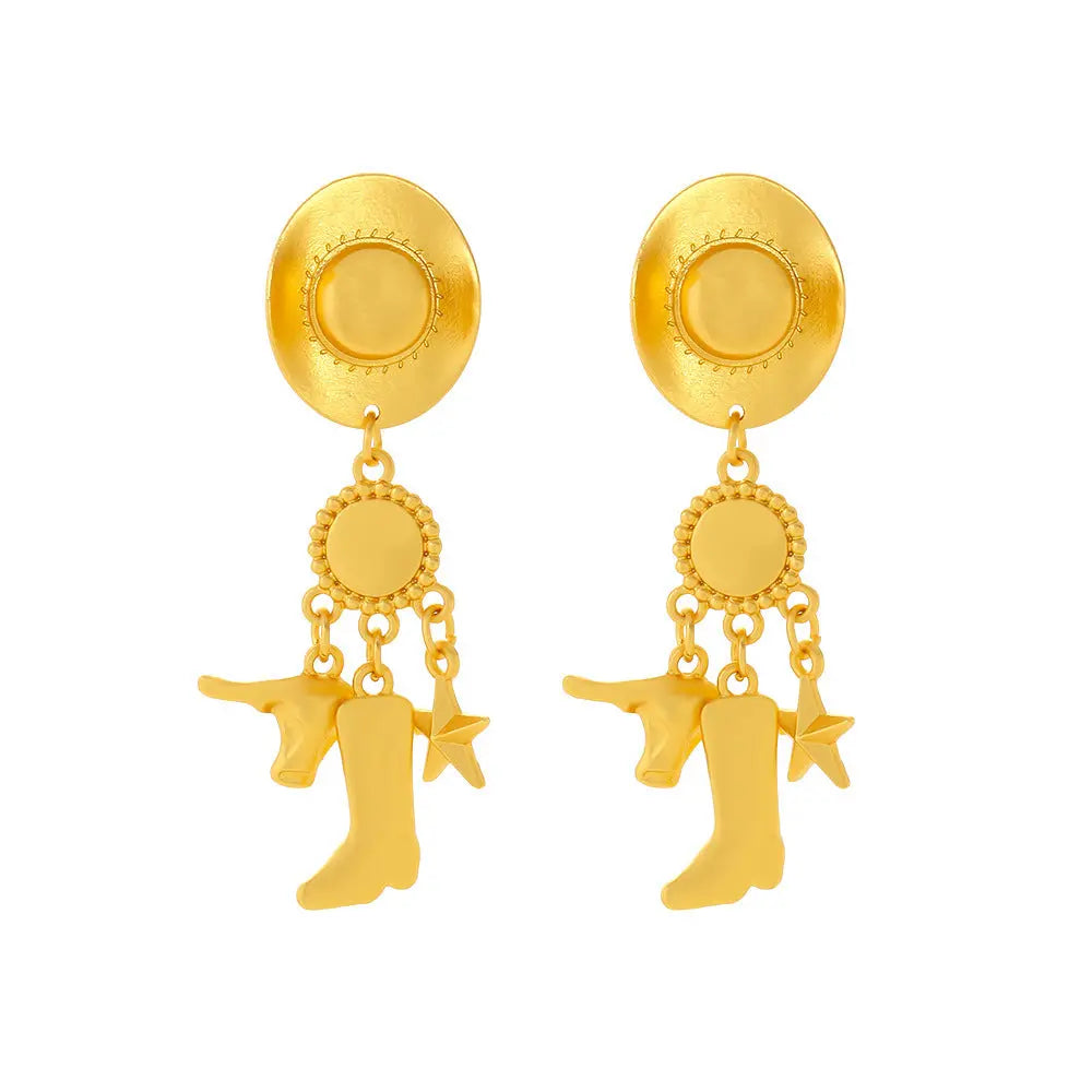 Creative Long Cowboy Hat Eardrops Earrings - EX-STOCK Canada