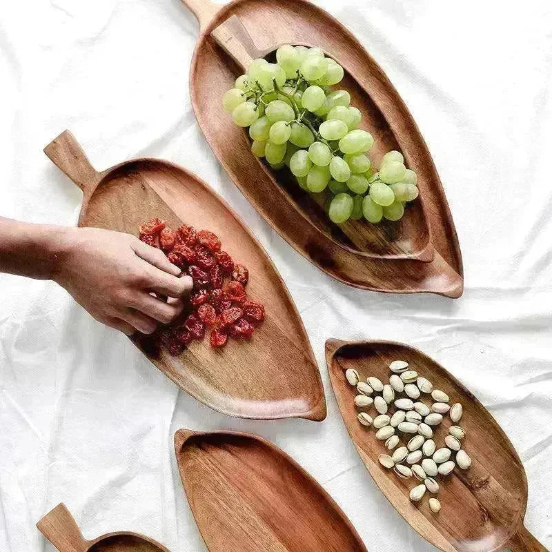 Creative Quality Acacia Wooden Leaf Design Food Tray - EX-STOCK CANADA