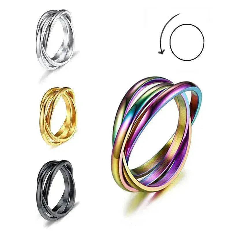 Creative Three-Rotating rings For Couple Personalized Anxiety Relief Rings - EX-STOCK Canada