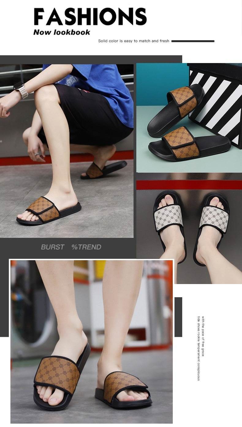 Cross-border Slippers Summer Outdoor Wear Niche High-grade Velcro Non-slip Beach Flip-flops Men EX-STOCK CANADA