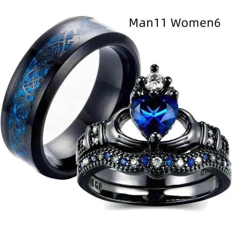Crown heart sapphire Inlaid female ring - EX-STOCK CANADA
