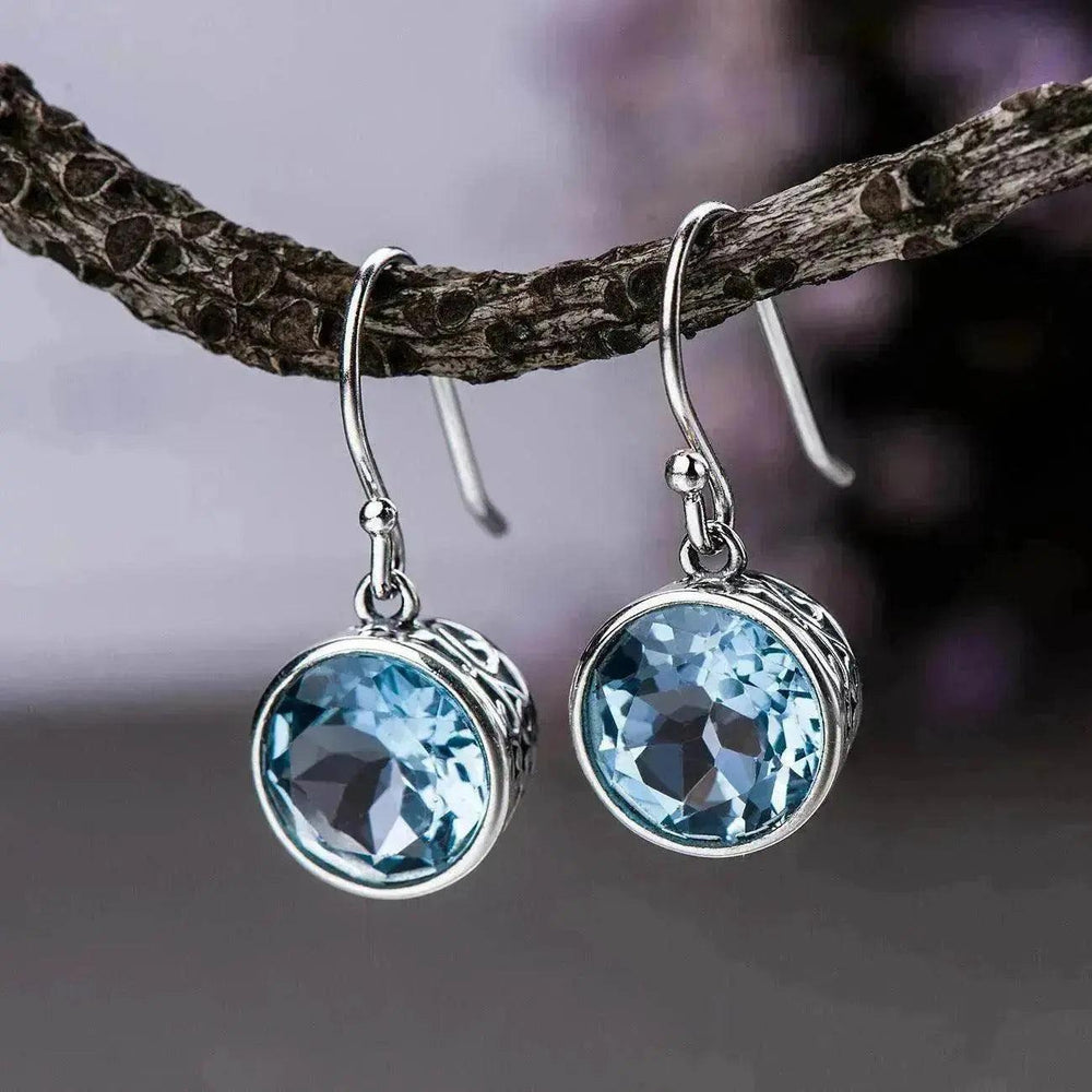 Boucles d'oreilles simples en cristal carré bleu océan - EX-STOCK Canada