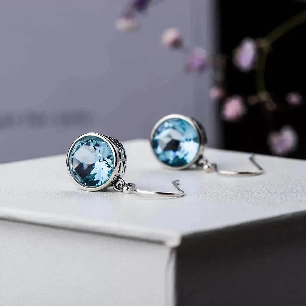 Boucles d'oreilles simples en cristal carré bleu océan - EX-STOCK Canada