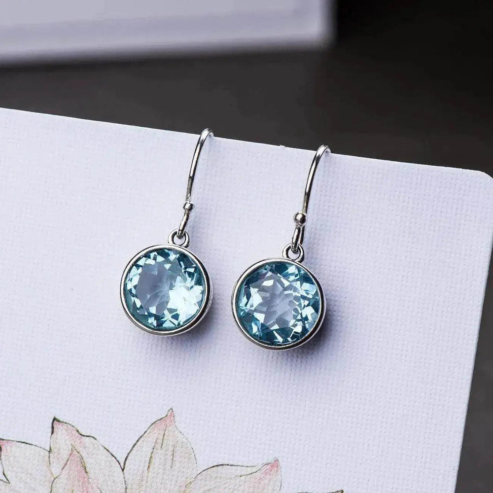Boucles d'oreilles simples en cristal carré bleu océan - EX-STOCK Canada
