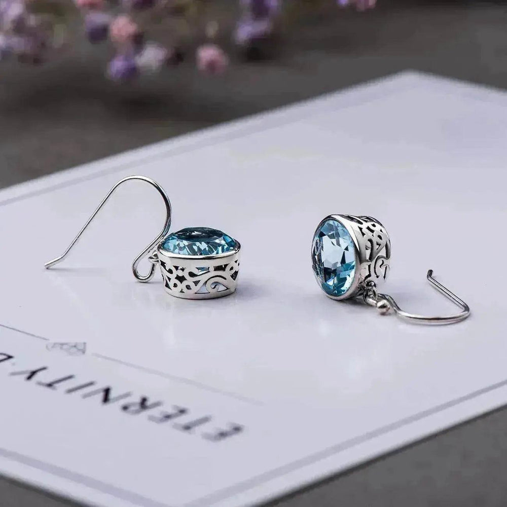 Boucles d'oreilles simples en cristal carré bleu océan - EX-STOCK Canada