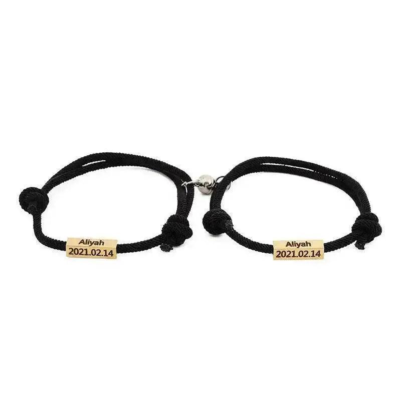 Bracelet personnalisé avec nom Bracelet Aimant Amour Éternel Acier Inoxydable Bracelet pour Couples - EX-STOCK Canada