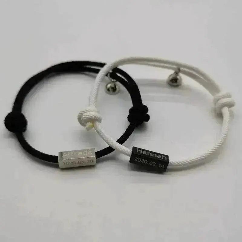Bracelet personnalisé avec nom Bracelet Aimant Amour Éternel Acier Inoxydable Bracelet pour Couples - EX-STOCK Canada