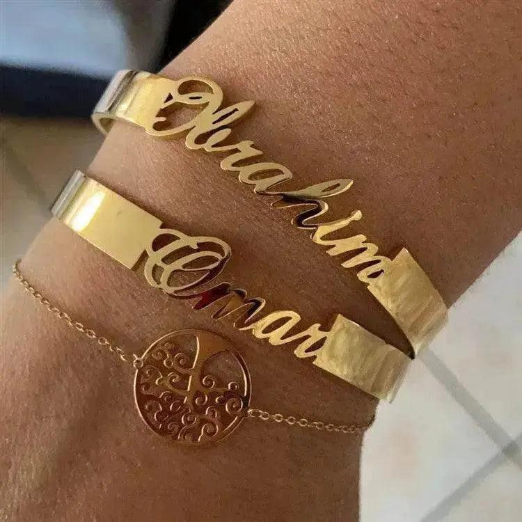 Bracelet Personnalisé avec Nom, Bracelets sur Mesure, Bijoux en Acier Inoxydable - EX-STOCK Canada